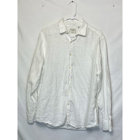 Baird McNutt Men's L White 100% Linen Long Sleeve Button Front Shirt Breathable - Picture 1 of 8